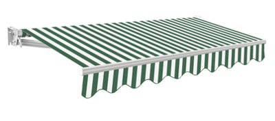 Primrose Awnings 3.0m x 2.5m Retractable Manual No Torsion Bar Green & White Awning Outdoor Patio Canopy