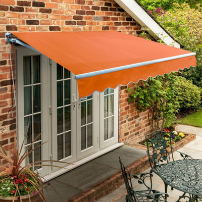 Primrose Awnings 3.0m x 2.5m Retractable Manual Standard Terracotta Awning Outdoor Patio Canopy