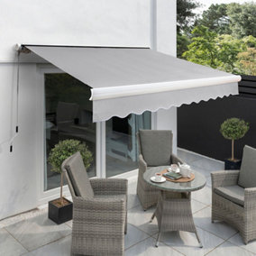 Primrose Awnings 3.5m x 2.5m Retractable Electric Full Cassette Silver Awning Outdoor Patio Canopy