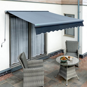 Primrose Awnings 3.5m x 2.5m Retractable Manual Full Cassette Charcoal Frame Charcoal Awning Outdoor Patio Canopy