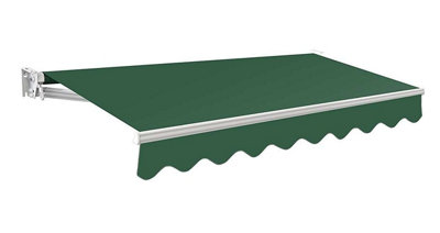 Primrose Awnings 3.5m x 2.5m Retractable Manual No Torsion Bar Green Awning Outdoor Patio Canopy