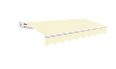 Primrose Awnings 3.5m x 2.5m Retractable Manual No Torsion Bar Ivory Awning Outdoor Patio Canopy