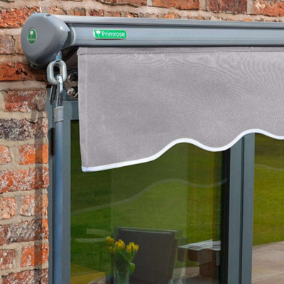 Primrose Awnings 4.0m x 3.0m Retractable Electric Half Cassette Charcoal Frame Silver Awning Outdoor Patio Canopy