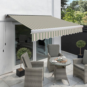 Primrose Awnings 4.5m x 3.0m Retractable Electric Full Cassette Multistripe Awning Outdoor Patio Canopy