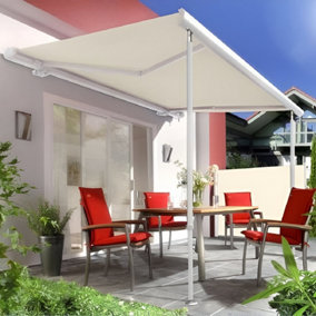 Primrose Awnings Metal 1.7m to 2.9m White Round Support Pole Kit for Awning Adjustable Height