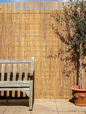 Primrose Bamboo Slat Natural Garden Fence Screening Roll Privacy W4m x H1m