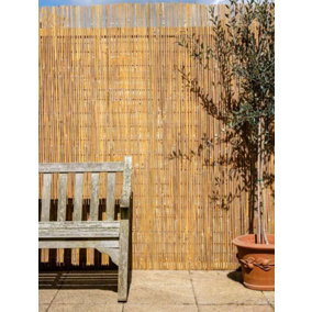Primrose Bamboo Slat Natural Garden Fence Screening Roll Privacy W4m x H1m