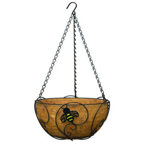 Primrose Bee-Conscious Hanging Basket with Black Metal Frame and Coco Liner 36cm