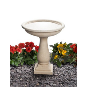 Primrose Bird Bath Round Cast Stone  Decorative Outdoor Garden Water Feature  Clermont H50cm