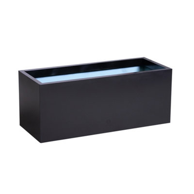 Primrose Black Aluzinc Trough Planter with Drainage Holes 120cm