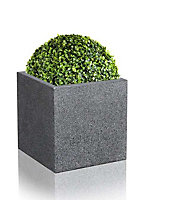 Primrose Black Cube Planter Poly-Terrazzo Outdoor Patio Garden 30cm