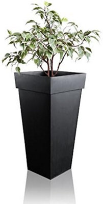 Primrose Black Garden Zinc Tall Flared Square Outdoor Planters 70cm