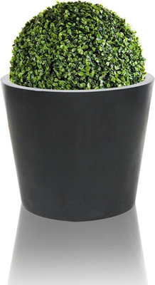 Primrose Black Polystone Patio Garden Outdoor Round Planter 50cm