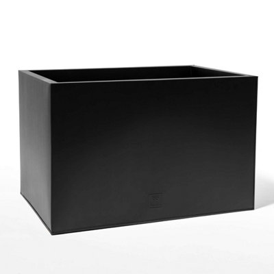 Primrose Black Zinc Galvanised Box Trough Planter with Drainage Holes and Bungs 75cm