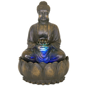 Primrose Blossoming Buddha Water Feature with Lights 57cm