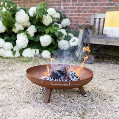 Primrose Brown Cement Round Garden Plant Vase Designed Planter 90cm