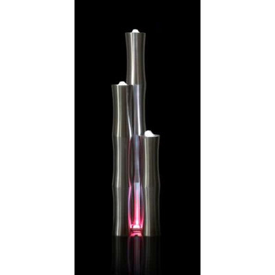 Primrose Brushed Bamboo Stainless Steel Water Feature with Lights Indoor Outdoor  H120cm
