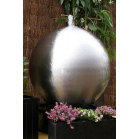 Primrose Brushed Sphere Stainless Steel Outdoor Water Feature with Lights H28cm