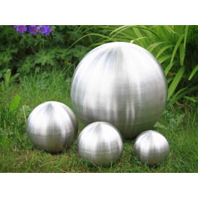 Primrose Brushed Stainless Steel Gazing Globe Sphere Garden Ornament 28cm