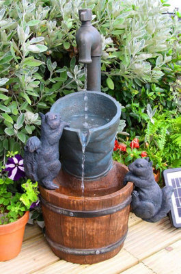 Primrose Buckets and Tap Solar Powered Outdoor Garden Water Feature Fountain 72cm