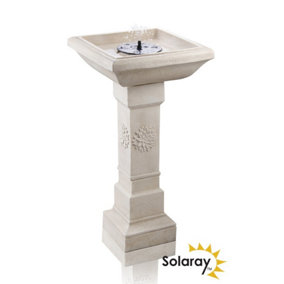 Primrose Budding Dahlia Solar Bird Bath Outdoor Water Feature with Lights & Automation Function H83cm