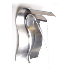 Primrose Cascading Swan Silver Metal Wall Mounted Stainless Steel Water Feature H75cm