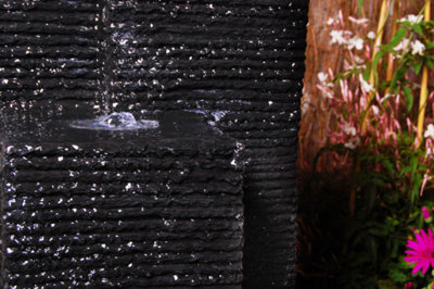 Primrose Cassia 3-Column Black Mains Powered Outdoor Water Feature Fountain H92cm