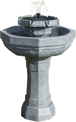 Primrose Castille Solar Bird Bath Water Feature with Lights 75cm