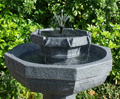Primrose Castille Solar Bird Bath Water Feature with Lights 75cm