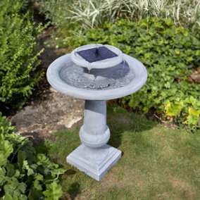 Primrose Chatsworth Solar Powered Fountain Bird Bath Garden Outdoor Water Feature H70cm