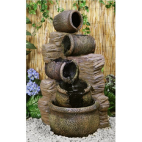 Primrose Cherika Tiered Cascading Oil Jars Water Feature Indoor Outdoor Use H77cm