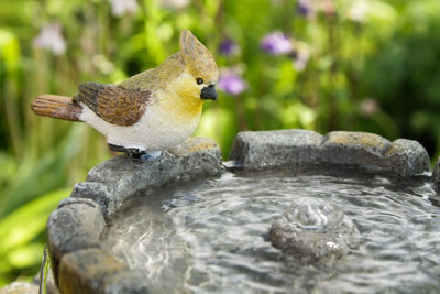 Primrose Cobbled Solar Powered Bird Bath Outdoor Water Feature Fountain H68cm