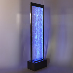 Primrose Commercial Bubble Water Wall Stainless Steel Water Feature with Colour Changing LEDs & Remote Control Indoor Use 184cm