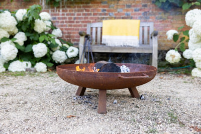 Primrose Corten Steel Fire Bowl With Round Legs 60cm Round