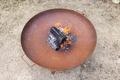 Primrose Corten Steel Fire Bowl With Square Legs 100cm Round