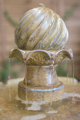 Primrose Cream Imperial Round Tiered Solar Powered Water Feature Fountain with Lights H92cm