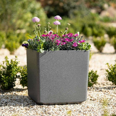 Primrose Cube Stone Effect Planter Square Plant Pot for Indoor Outdoor Gardens 43cm