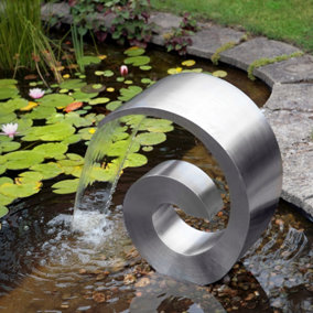 Primrose Curve Stainless Steel Cascading Water Feature with Reservoir 66cm