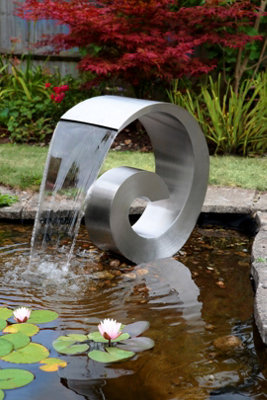 Primrose Curve Stainless Steel Cascading Water Feature with Reservoir 66cm