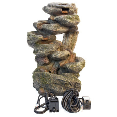 Primrose Dakota Falls Rock Effect Cascading Water Feature with Lights H55cm