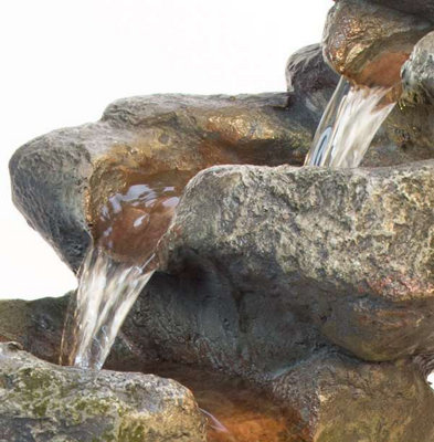 Primrose Dakota Falls Rock Effect Cascading Water Feature with Lights H55cm