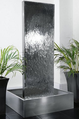 Primrose Double-Sided Metal Vertical Stainless Steel Water Wall Fountain Indoor Outdoor  H130cm