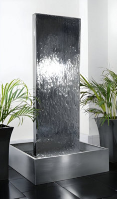 Primrose Double-Sided Metal Vertical Stainless Steel Water Wall Fountain Indoor Outdoor  H130cm