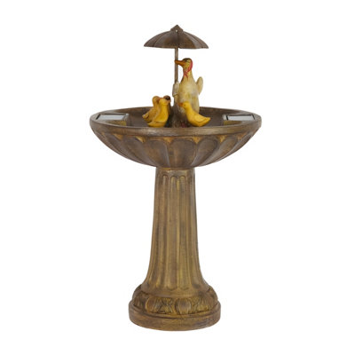 Primrose Duck Family & Umbrella Solar Water Feature H84cm