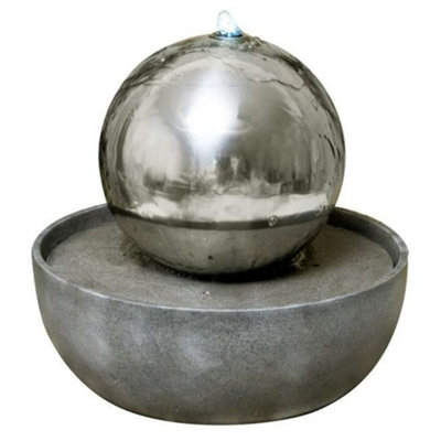 Primrose Eclipse Sphere Stainless Steel Water Feature with Lights H76cm