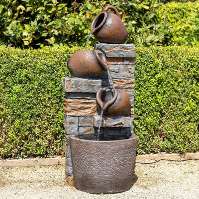 Primrose Evora Cascading Tiered Bowls Water Feature With Lights 75.5cm