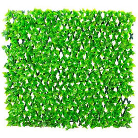 Primrose Extendable Artificial Flower Outdoor Screening Trellis (Green) 1m x 2m