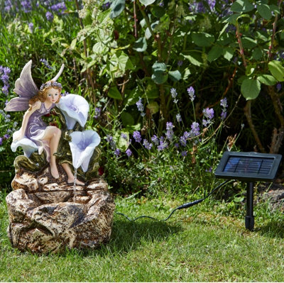 Primrose Fairy Solar Powered Self Contained Cascading Garden Outdoor Water Feature Fountain H47cm