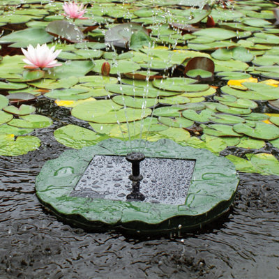 Primrose Floating Lilly Pad Solar Water Fountain D36cm DIY at B Q