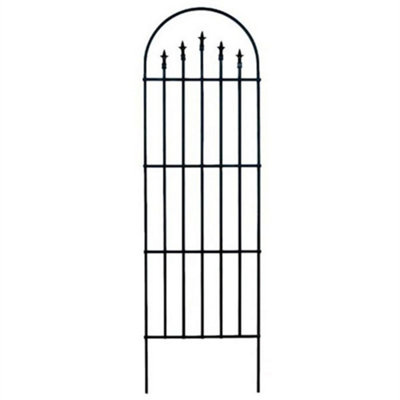 Primrose French Arch Metal Trellis with Finials in Black 203cm